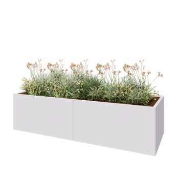 Саксии за цветя от стомана XXL - Правоъгълник - 240 x 80 x 60 cm - RAL9010 матов (бял) - без основа