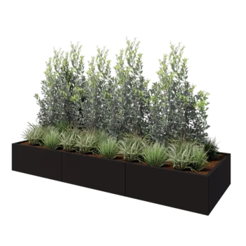 Саксии за цветя от стомана XXL - Правоъгълник - 300 x 100 x 40 cm - RAL9005 матов (черен) - без основа