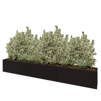Саксии за цветя от стомана XXL - Правоъгълник - 300 x 30 x 40 cm - RAL9005 матов (черен) - без основа