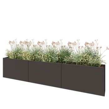 Саксии за цветя от стомана XXL - Правоъгълник - 300 x 30 x 60 cm - RAL7016 матов (антрацитено сиво) - Със основа