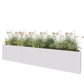 Саксии за цветя от стомана XXL - Правоъгълник - 300 x 30 x 60 cm - RAL9010 матов (бял) - без основа