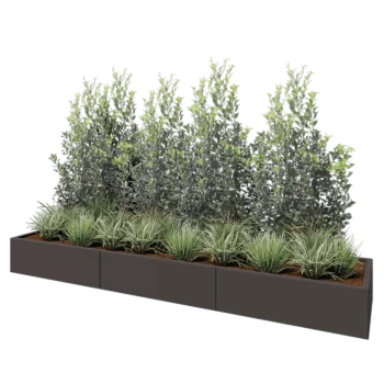 Саксии за цветя от стомана XXL - Правоъгълник - 300 x 60 x 30 cm - друг RAL цвят - Със основа