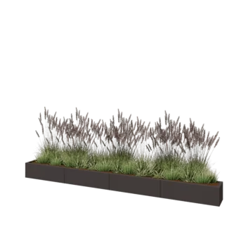 Саксии за цветя от стомана XXL - Правоъгълник - 400 x 30 x 30 cm - RAL7016 матов (антрацитено сиво) - Със основа