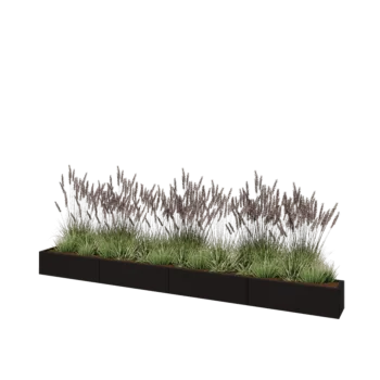 Саксии за цветя от стомана XXL - Правоъгълник - 400 x 30 x 30 cm - RAL9005 матов (черен) - без основа