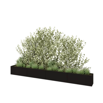 Саксии за цветя от стомана XXL - Правоъгълник - 400 x 30 x 40 cm - RAL9005 матов (черен) - без основа