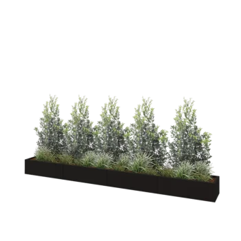 Саксии за цветя от стомана XXL - Правоъгълник - 400 x 40 x 30 cm - RAL9005 матов (черен) - без основа