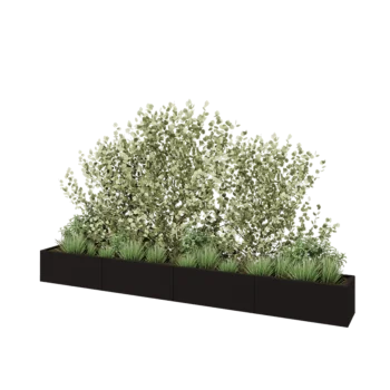 Саксии за цветя от стомана XXL - Правоъгълник - 400 x 40 x 40 cm - RAL9005 матов (черен) - без основа