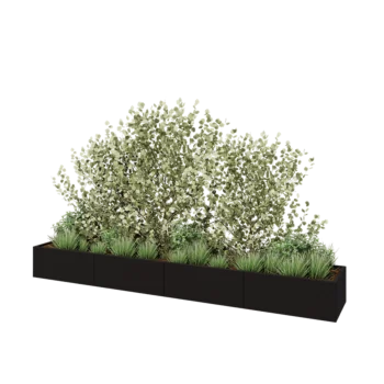 Саксии за цветя от стомана XXL - Правоъгълник - 400 x 60 x 40 cm - RAL9005 матов (черен) - без основа