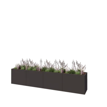 Саксии за цветя от стомана XXL - Правоъгълник - 400 x 60 x 80 cm - RAL7016 матов (антрацитено сиво) - без основа
