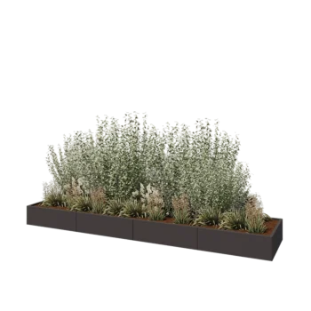 Саксии за цветя от стомана XXL - Правоъгълник - 400 x 80 x 30 cm - друг RAL цвят - без основа