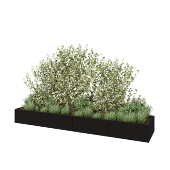 Саксии за цветя от стомана XXL - Правоъгълник - 400 x 80 x 40 cm - RAL9005 матов (черен) - без основа