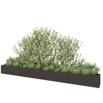 Саксии за цветя от стомана XXL - Правоъгълник - 480 x 40 x 40 cm - друг RAL цвят - Със основа