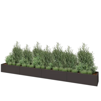 Саксии за цветя от стомана XXL - Правоъгълник - 480 x 50 x 40 cm - друг RAL цвят - Със основа