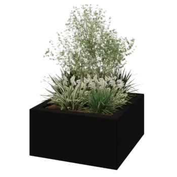 Саксия от фибростъкло - Квадрат - 80 x 80 x 40 см - RAL9005 матов (черен) - С дъно