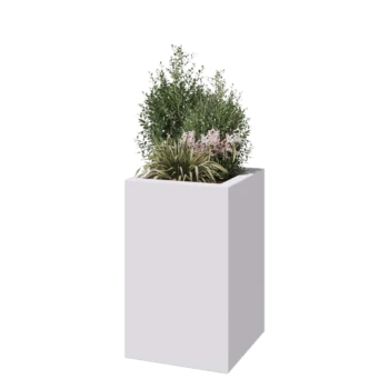 Саксия от фибростъкло - Квадрат - 50 x 50 x 80 см - RAL9010 мат (бяло) - С дъно