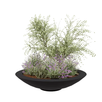 Саксия от фибростъкло - Купа - Ø 153 x 34 см - RAL7021 мат (черно сиво) - С дъно