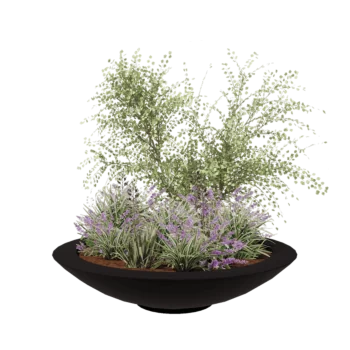 Саксия от фибростъкло - Купа - Ø 153 x 34 см - RAL9005 матов (черен) - С дъно