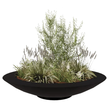 Саксия от фибростъкло - Купа - Ø 200 x 40 см - RAL9005 матов (черен) - С дъно